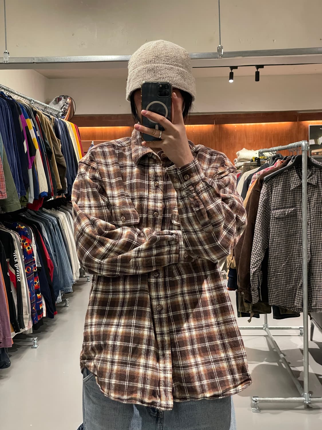 90s 빈티지 플란넬 헤비코튼 셔츠 상품이미지1