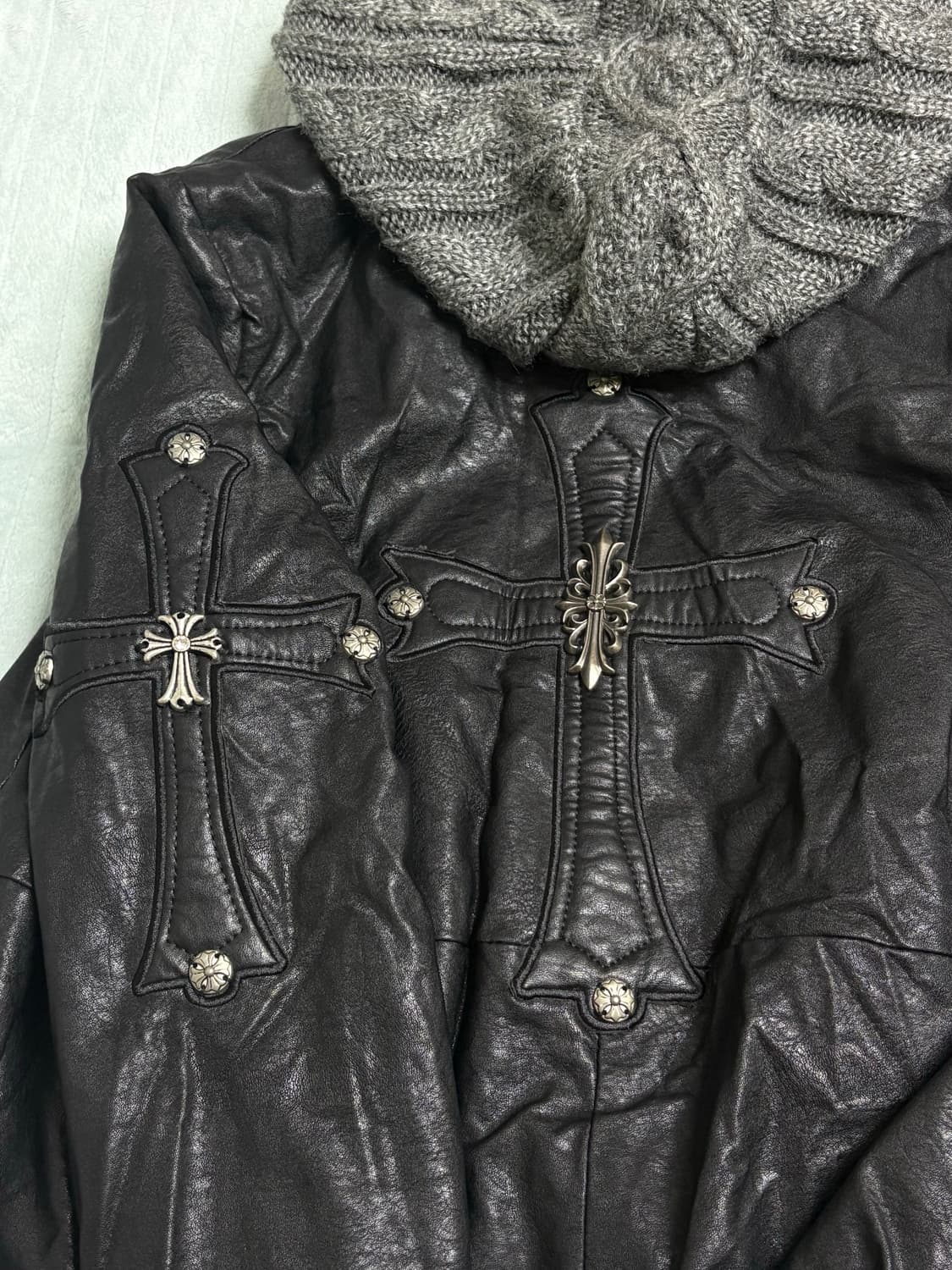 고딕 크롬하츠깔 레더자켓 상품이미지4