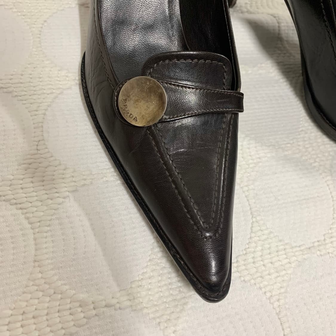 PRADA 다크 브라운 포인티드 토 하이힐 상품이미지6