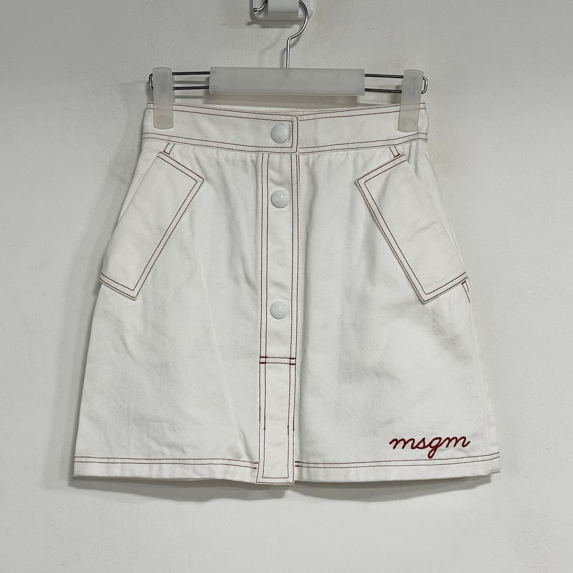 MSGM 로고 자수 화이트 데님 스커트 상품이미지1