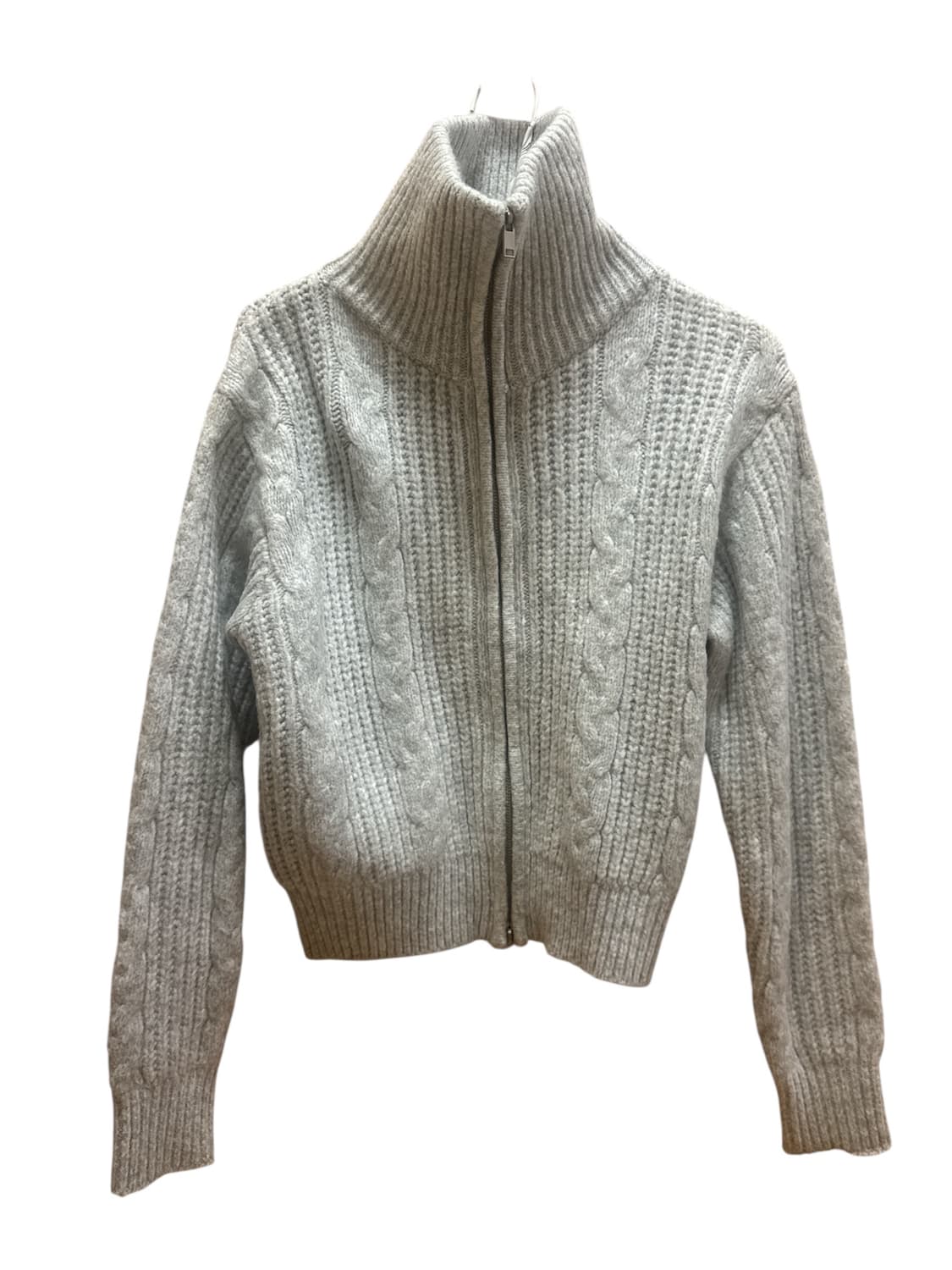 플랙 트위스트 집업 니트 가디건(라이트그레이) 상품이미지3