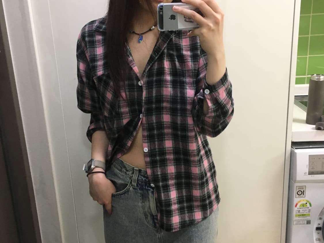 PINK CHECK SHIRTS free size 상품이미지1