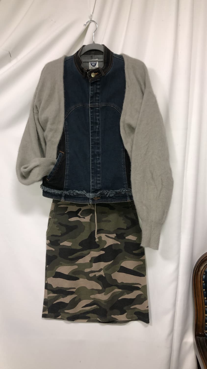 히로코비스 배색 데님 탑&베스트 자켓 상품이미지7