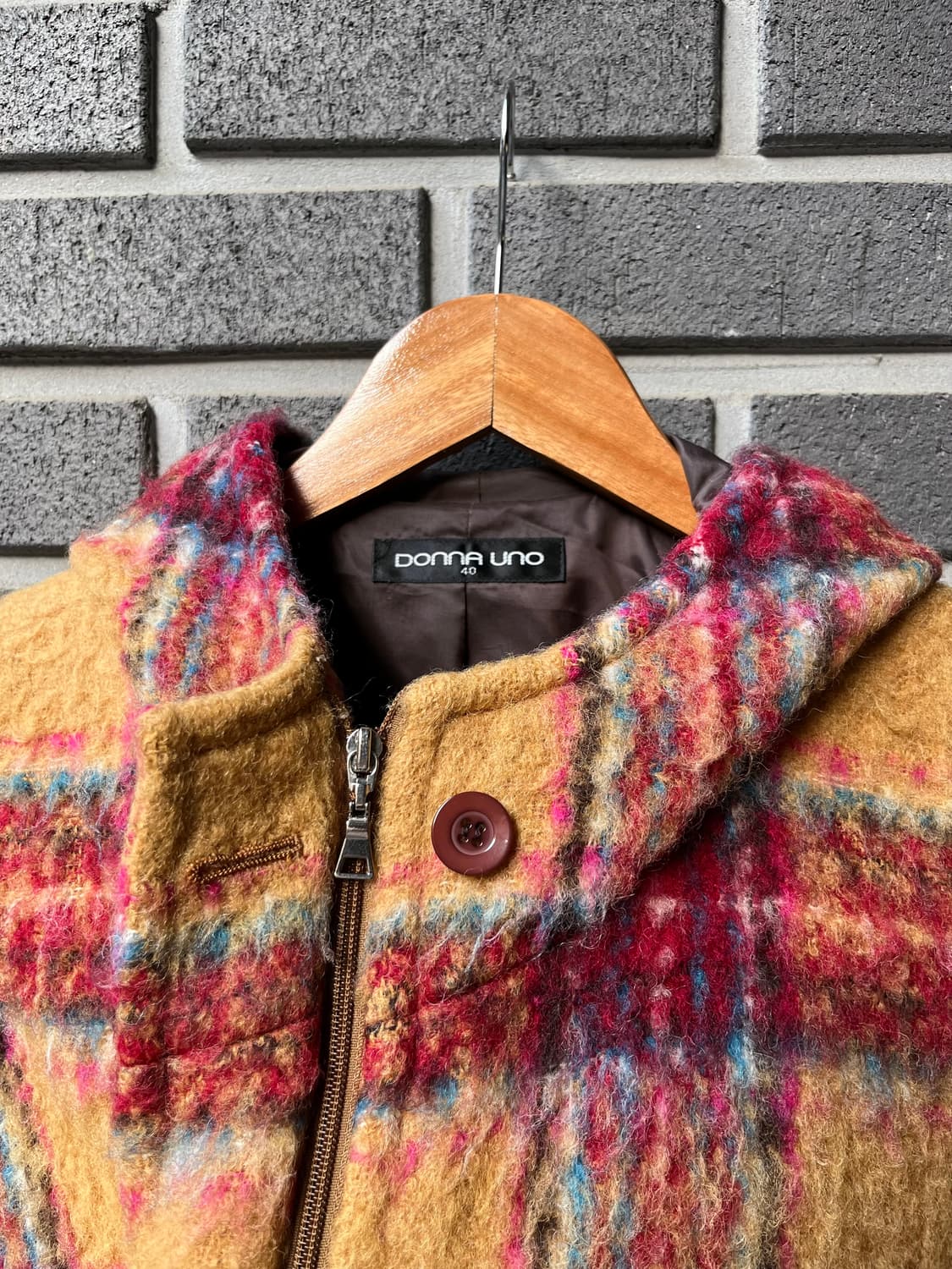 DONNA UNO 헤어리 체크패턴 미디 코트 상품이미지8