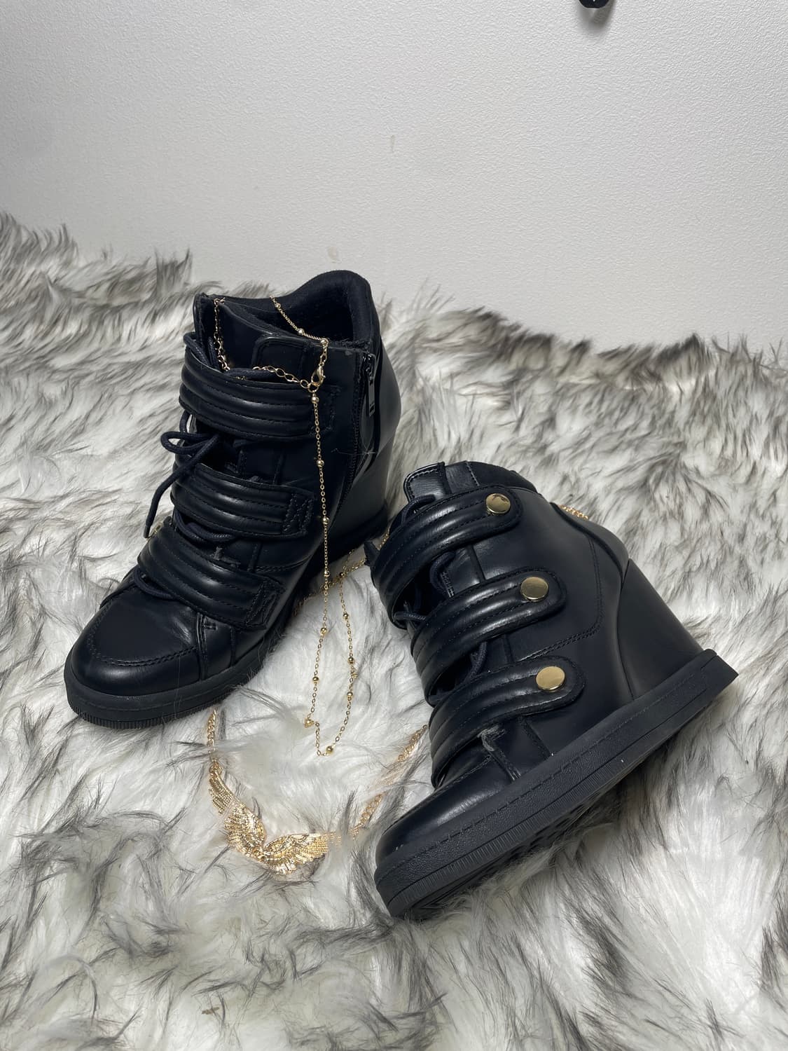 ALDO 웨지힐 골드 버튼 스니커즈 갸루 펑크 상품이미지3