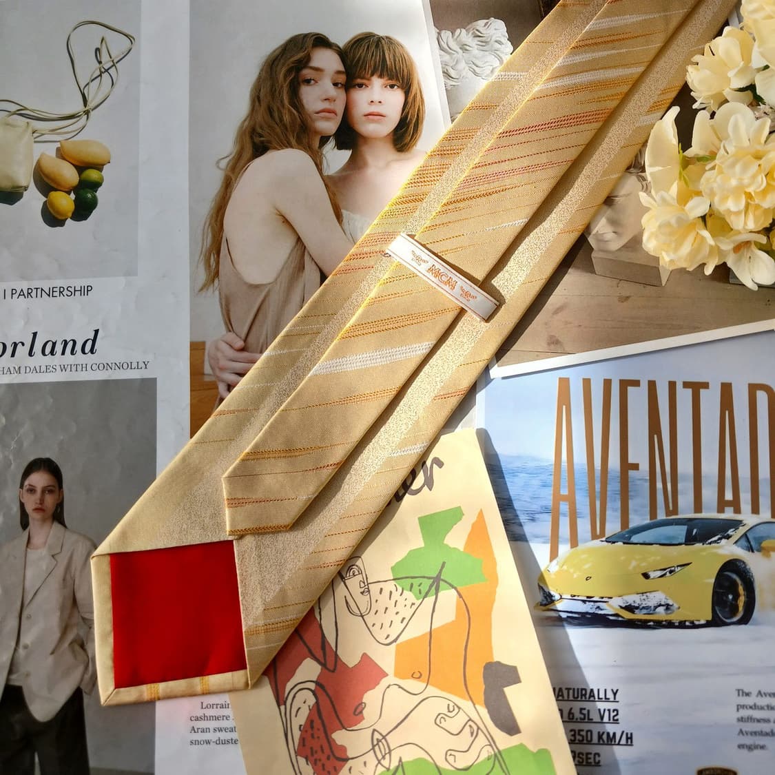 엠씨엠 실크 옐로우 스트라이프 넥타이 9.1cm A등급 A19709
 상품이미지5