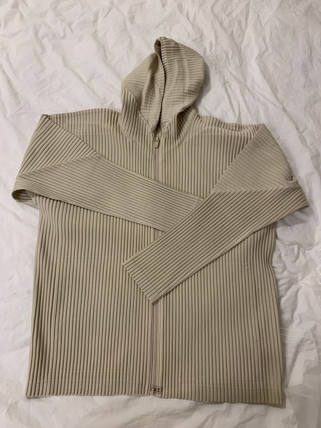 옴므플리세 베이지색 후드집업 4사이즈 상품이미지1