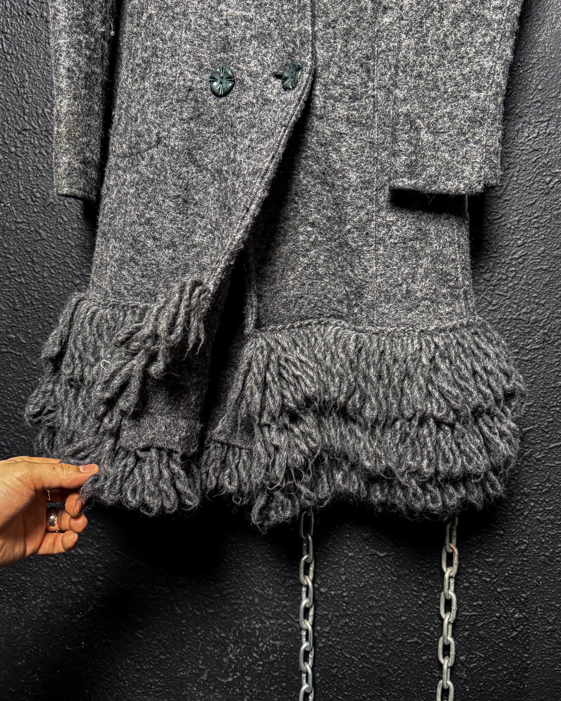 Layered Fringe Hem Double Coat 상품이미지6