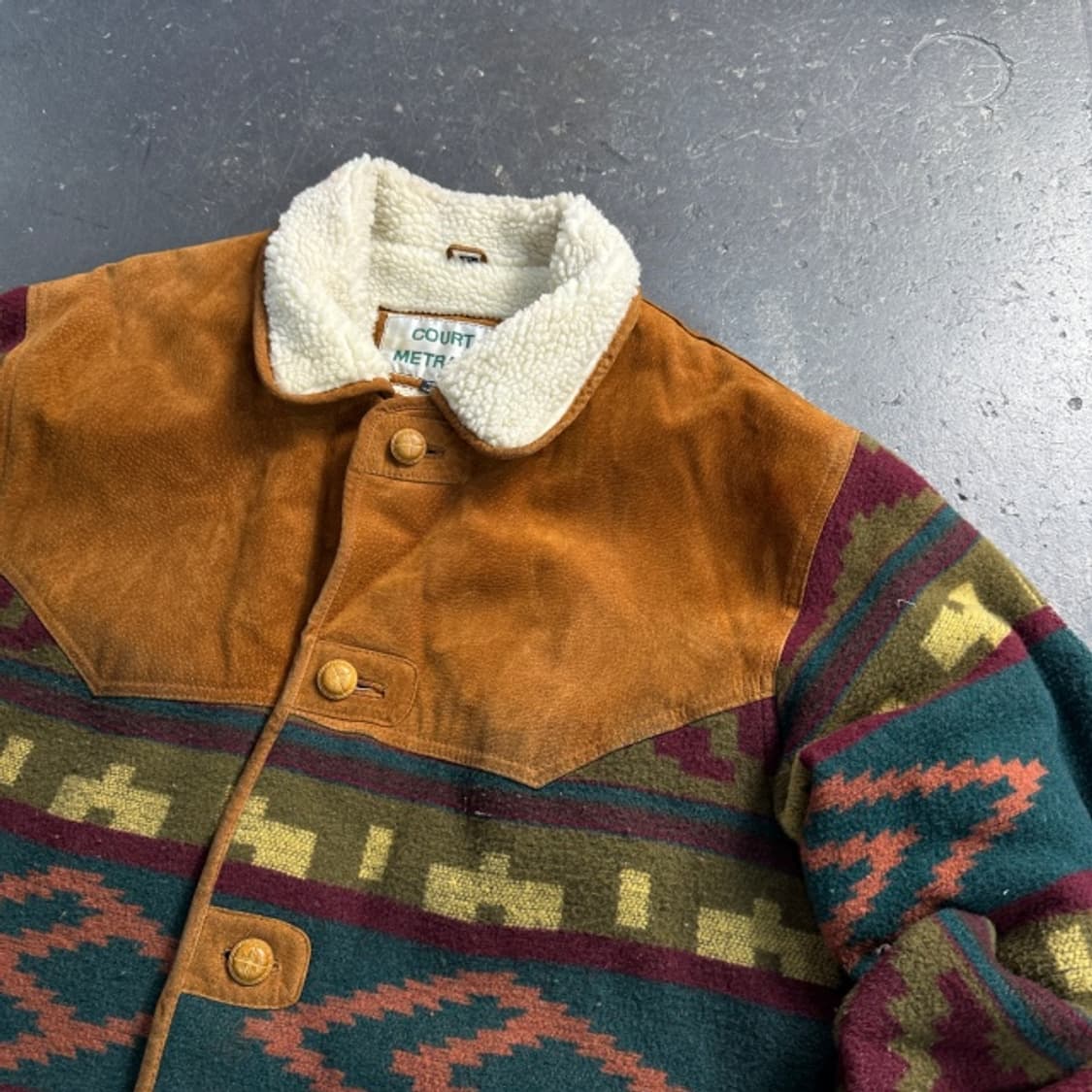 105 빈티지 웨스턴 노르딕 패턴 무스탕 자켓  상품이미지2