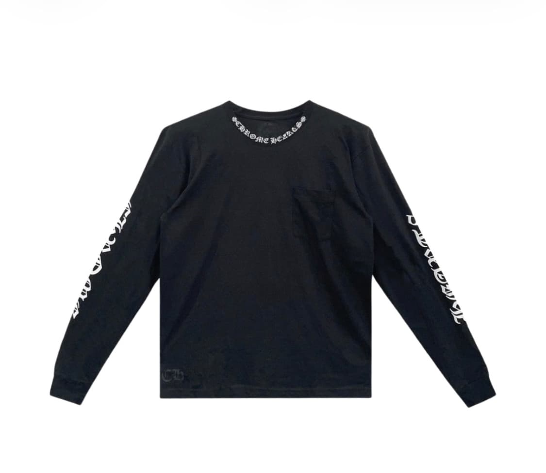 크롬하츠 넥 스크립트 로고 포켓 롱슬리브 티셔츠 블랙 라지 상품이미지1