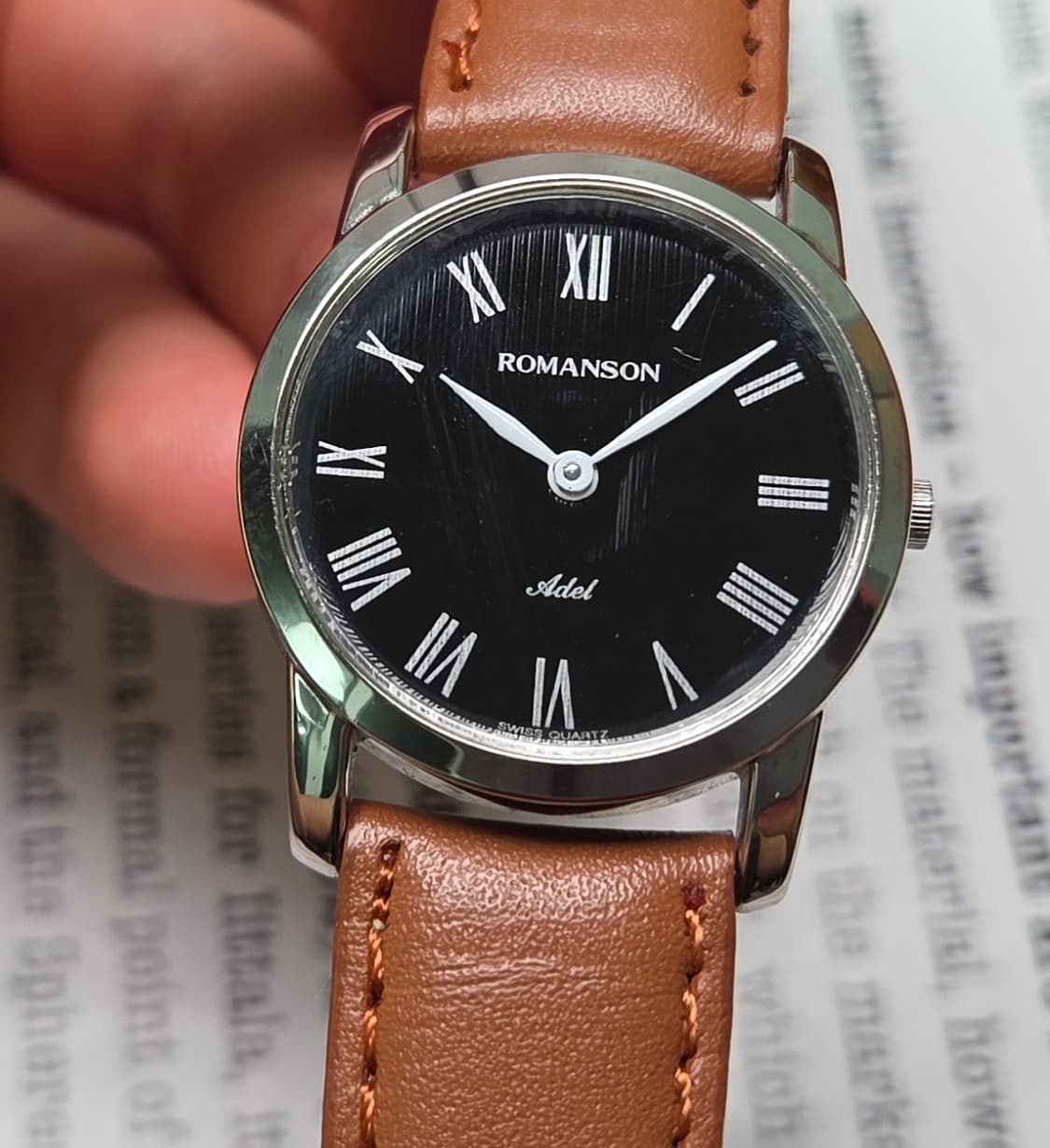 빈티지 로만손 아델 블랙로만 슬림쿼츠 드레스워치 여성용 상품이미지9