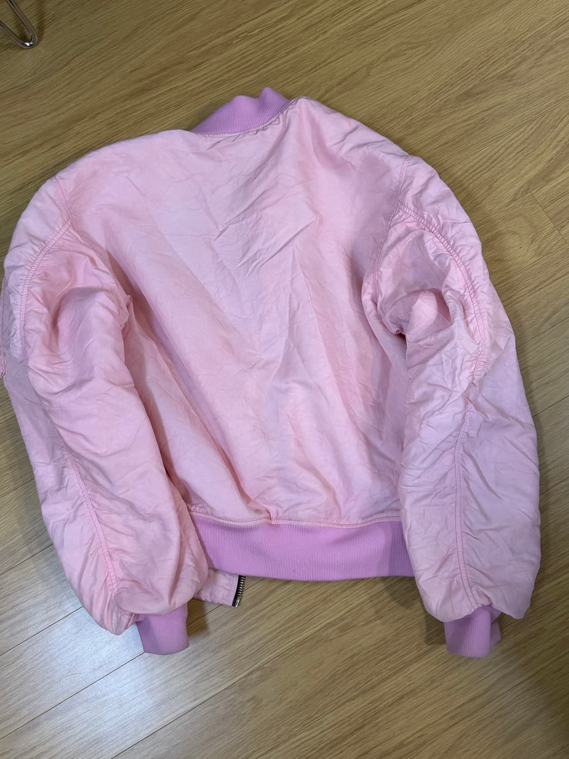 스투시 다이드 나일론 봄버 핑크 L 상품이미지3