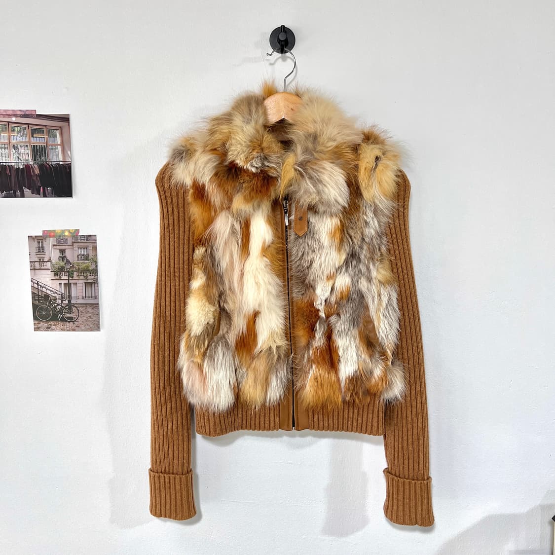 [S] 베이지 폭스퍼 니트집업 상품이미지1