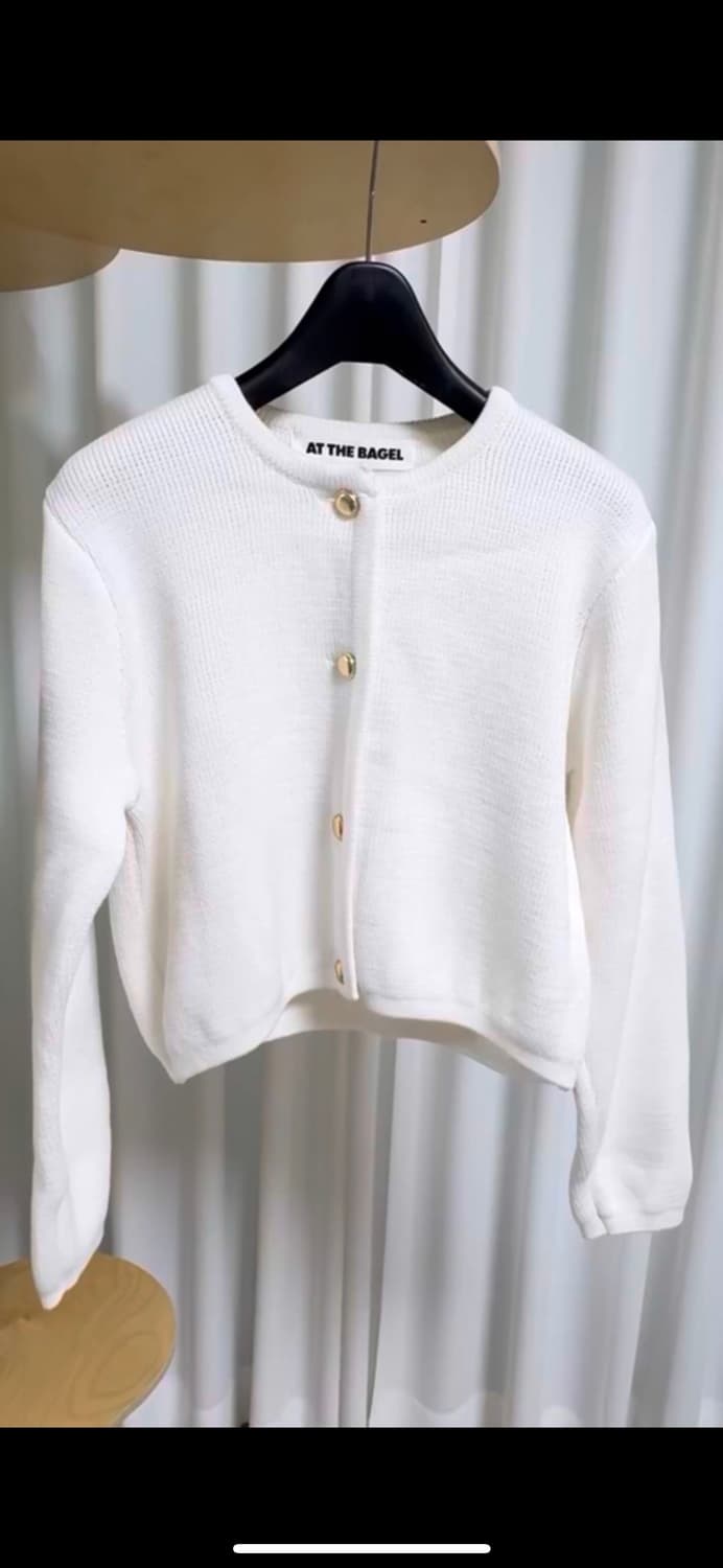 엣더베이글 피코 가디건 화이트, 블랙 상품이미지2