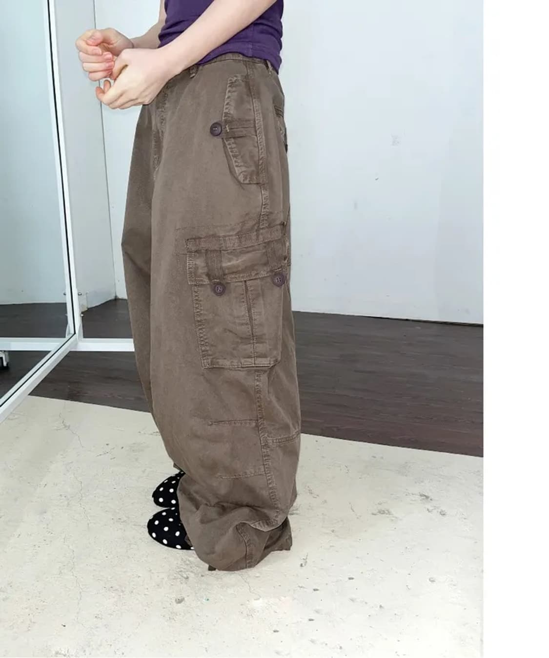 김아홉 브라운 카고 와이드 팬츠 상품이미지1