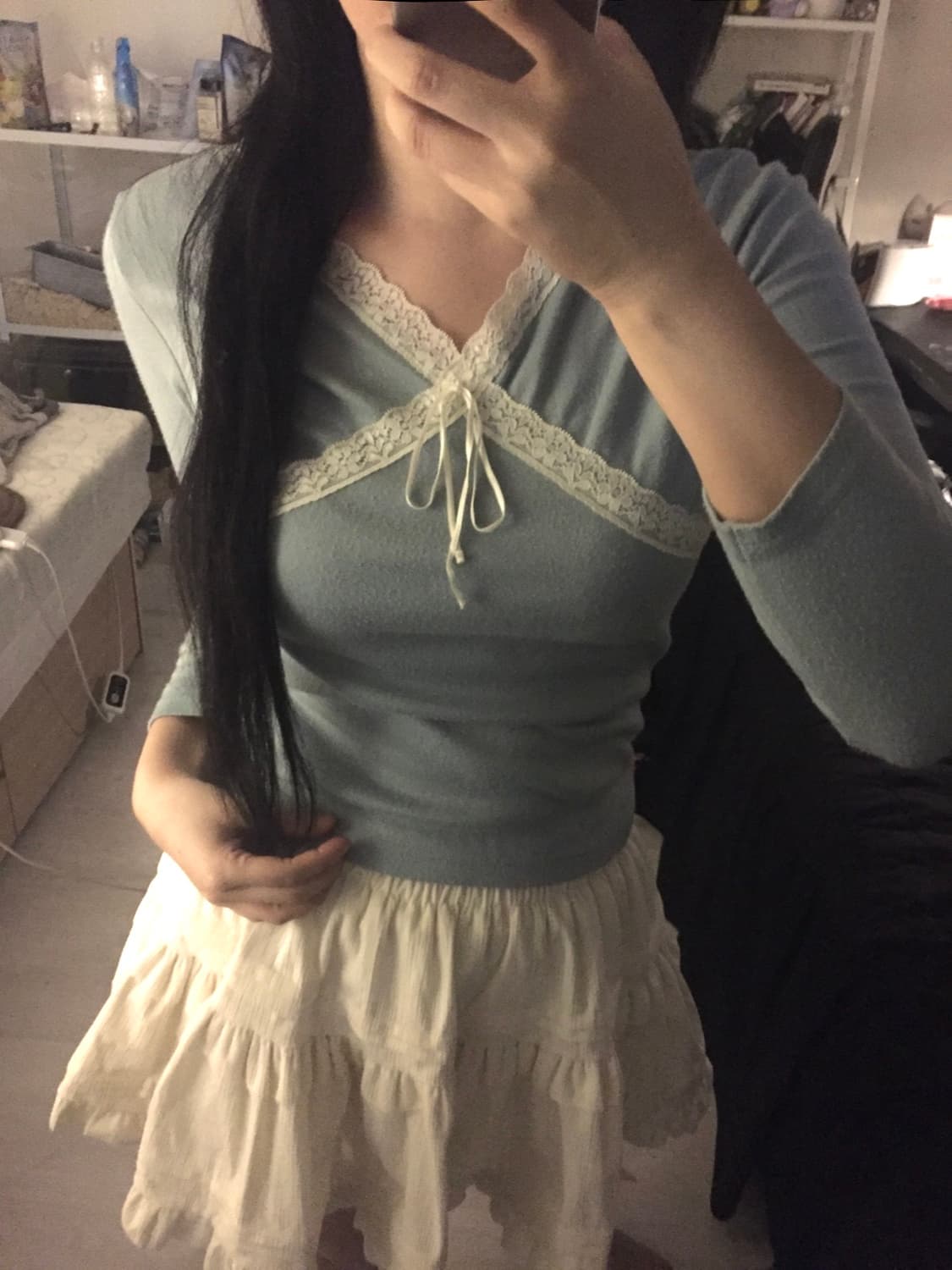 빈티지 리본 레이스 슬리브 상품이미지1