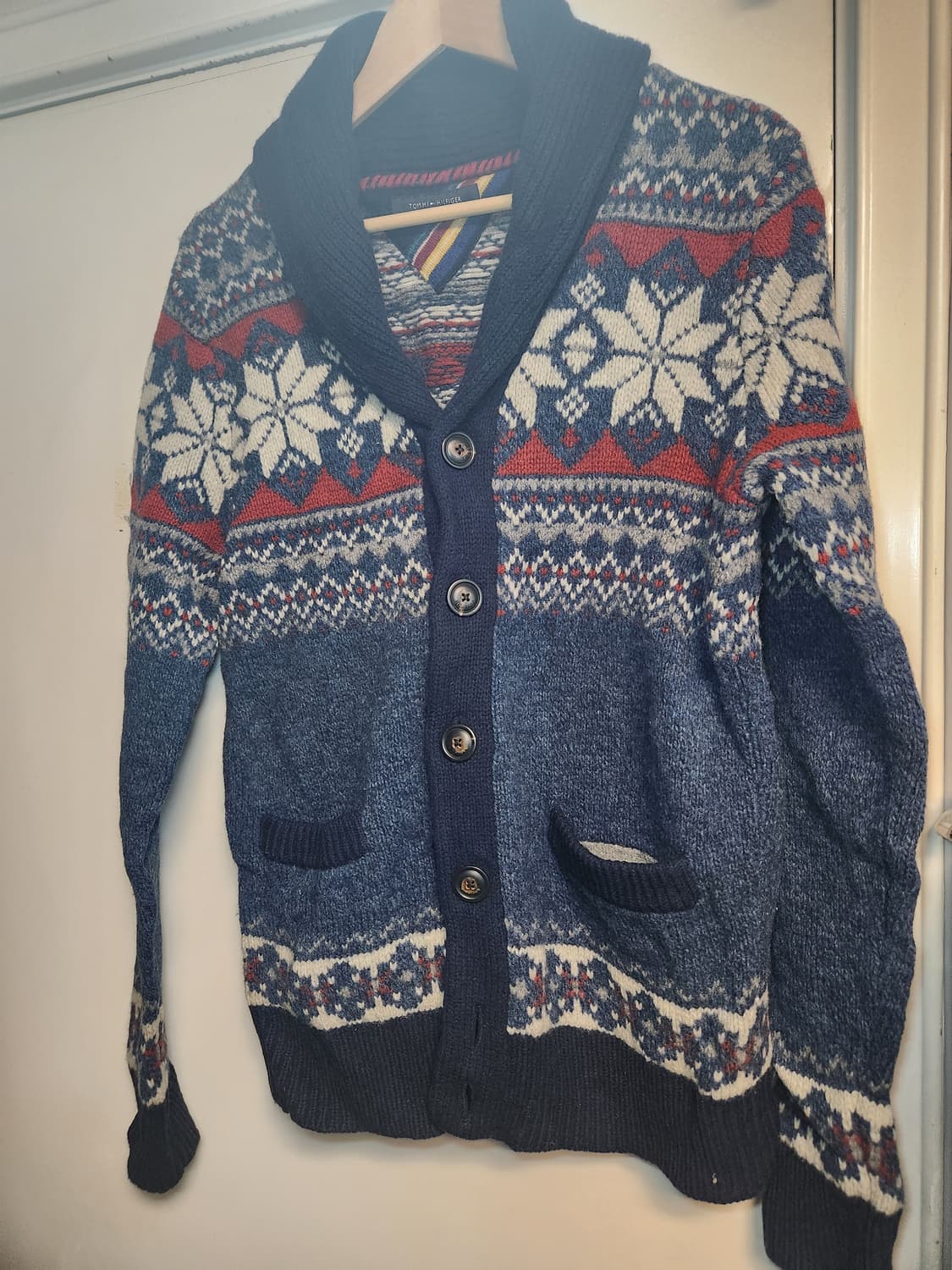 타미힐피거 숄카라 노르딕 패턴 니트 가디건 S 상품이미지1