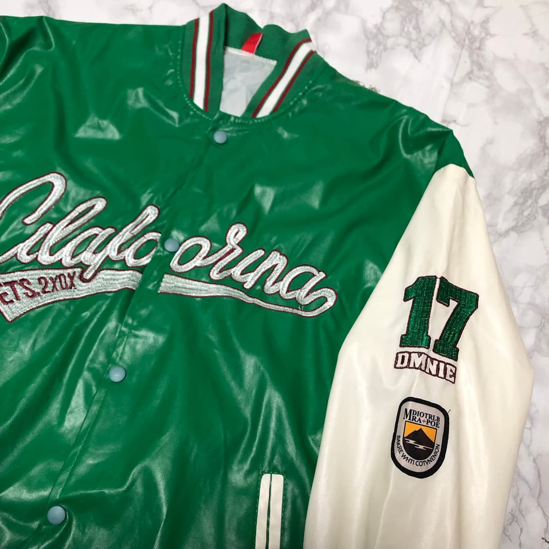 빈티지 바시티 자켓 캐롤라이나 퓨어그린 상품이미지2