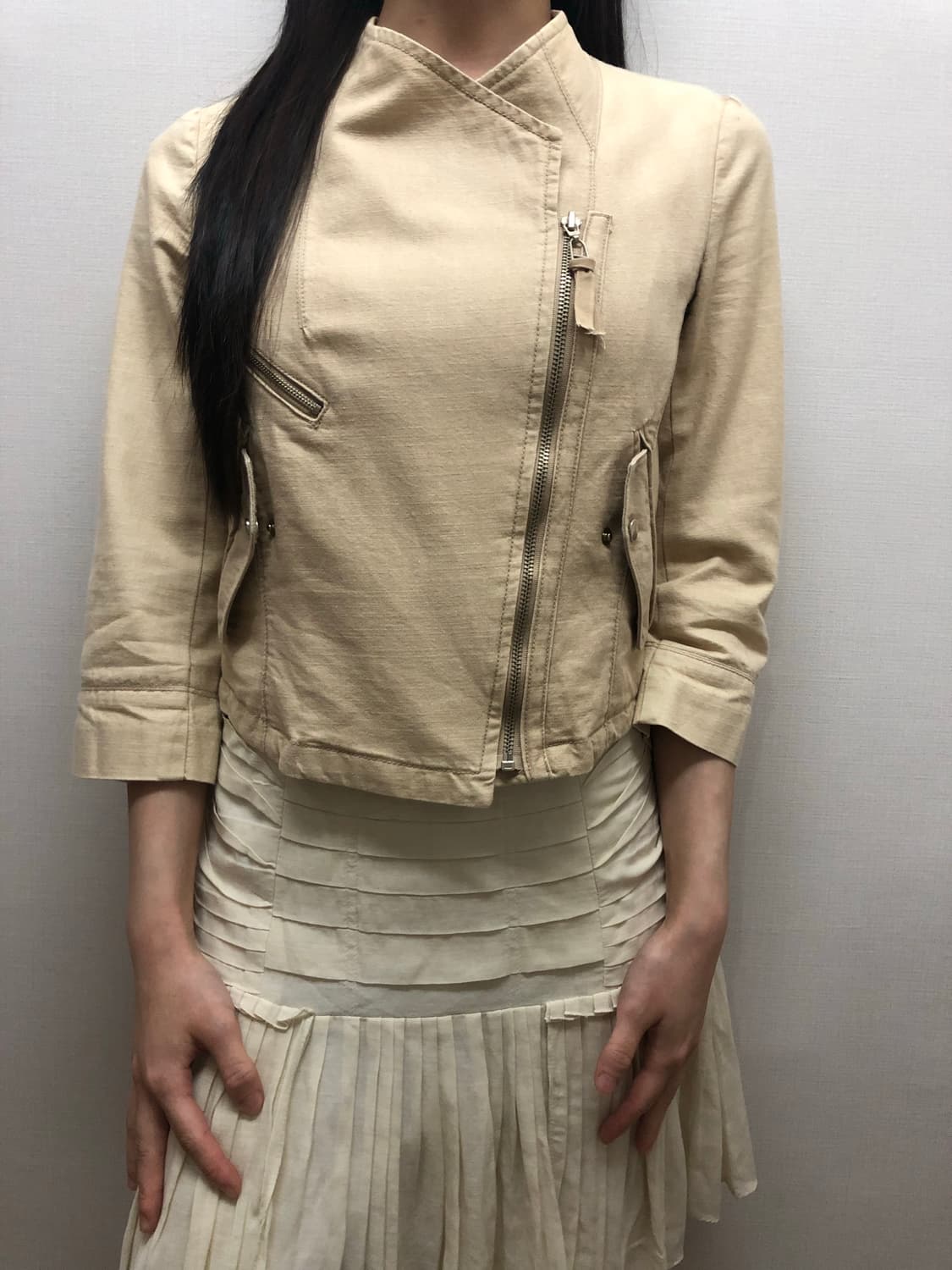 빈티지 베이지 펑크 코튼 자켓 상품이미지1