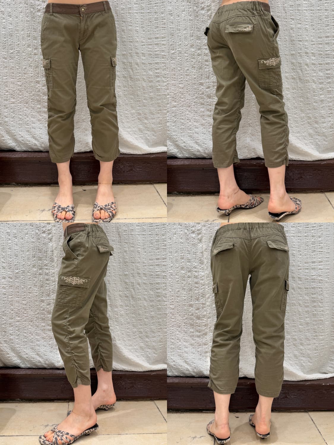 Olive Shirred Capri Pants 상품이미지3