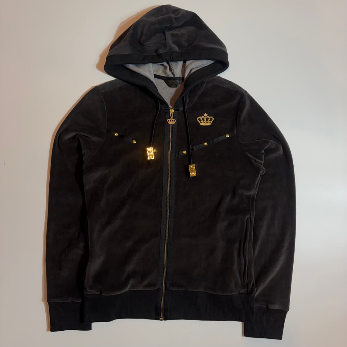 아디다스 벨벳 크라운 로고 집업 후드 자켓 상품이미지1