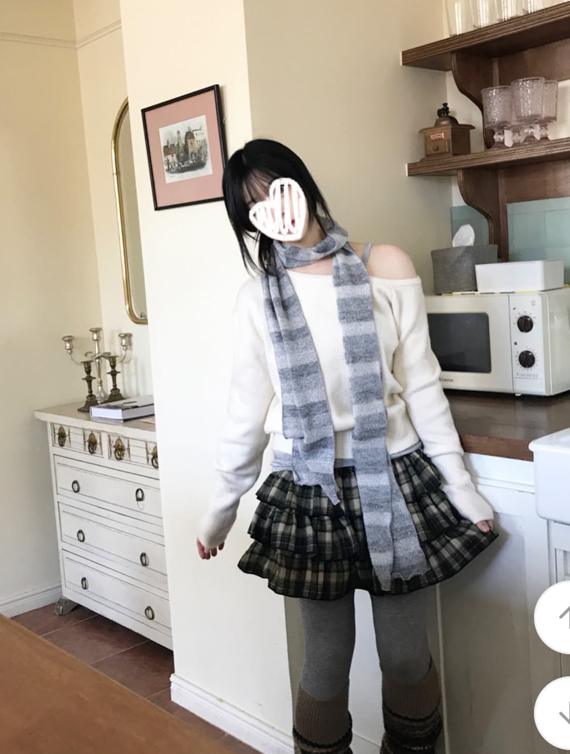 당일배송) 히니츠키 고마츠 빈티지 체크 캉캉 미니스커트 상품이미지3