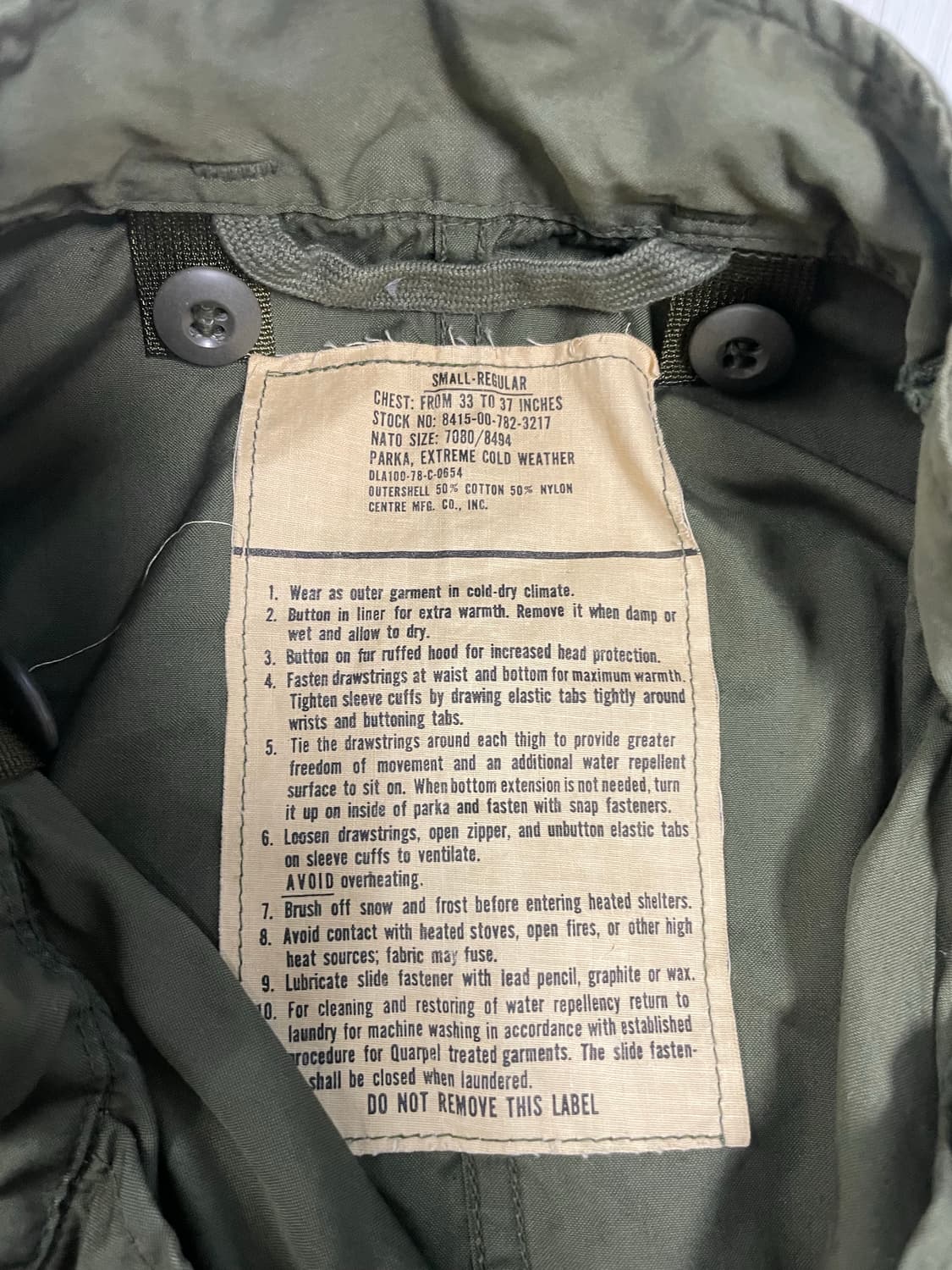 m65피쉬테일 og 오리지널 small 개파카 외피 1978 상품이미지2