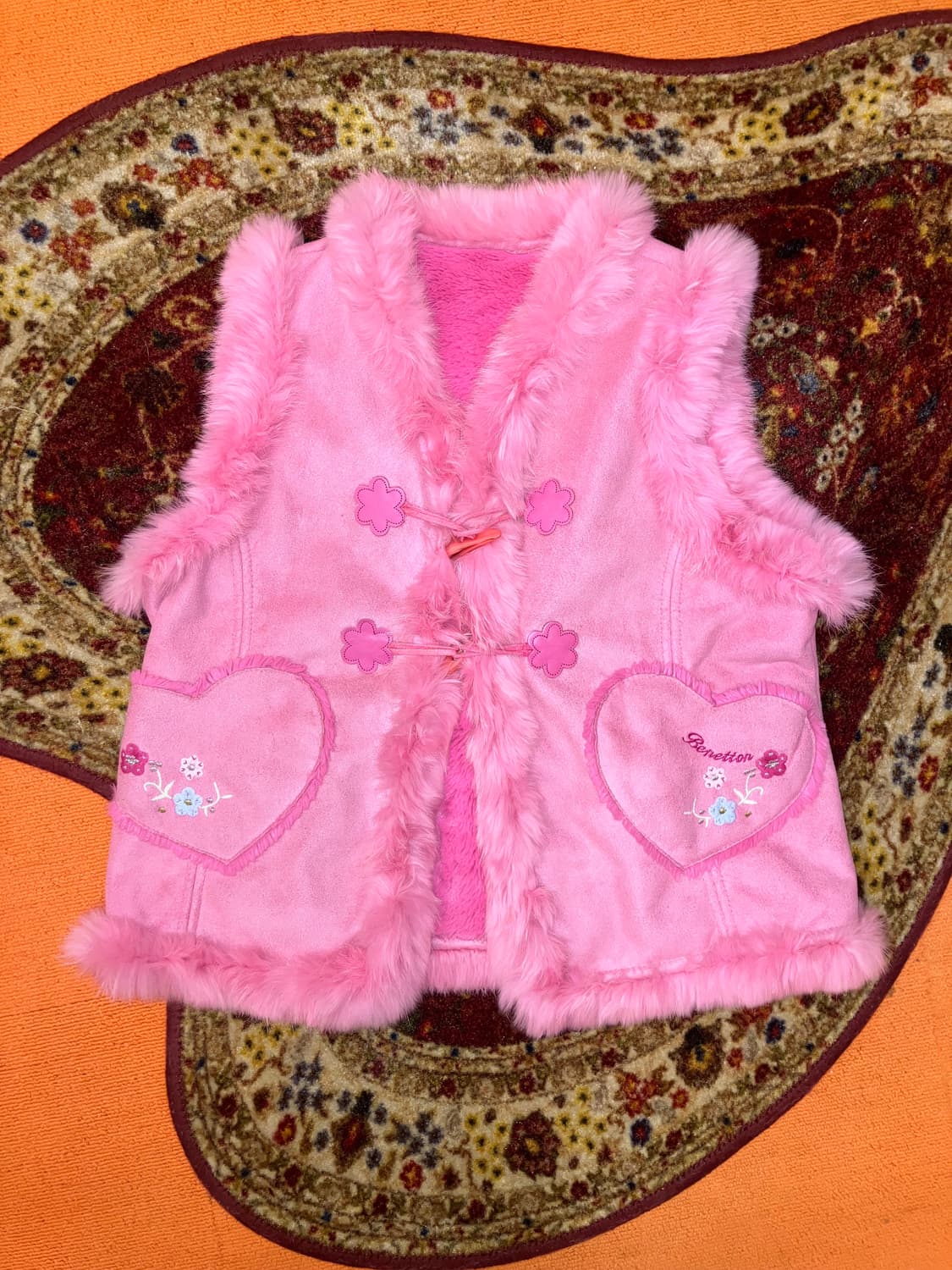 베네통 스웨이드 토끼털 베스트 상품이미지1