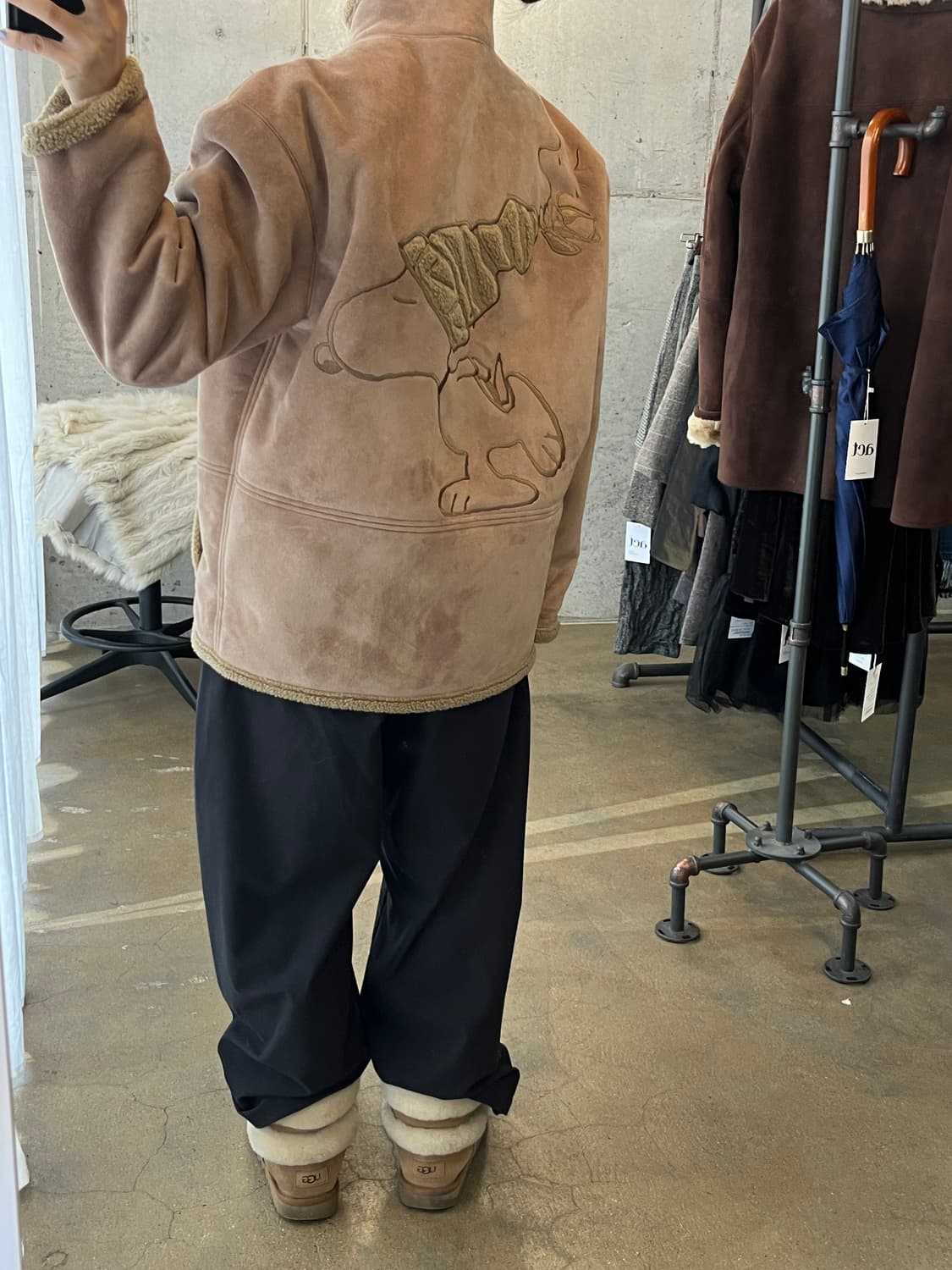 GREEN CLUBS x SNOOPY 스누피 시어링자켓 브라운 상품이미지2