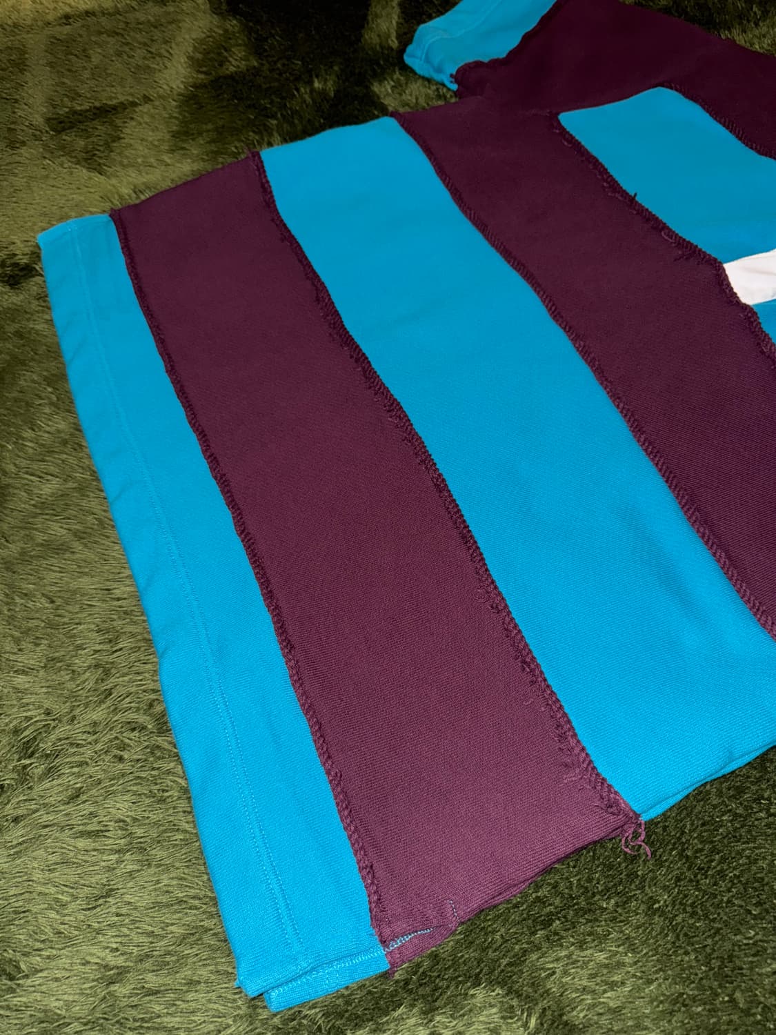 [S] BOTTER 보터 루즈 핏 스트라이프 패널 스웻 폴로 티셔츠 상품이미지5