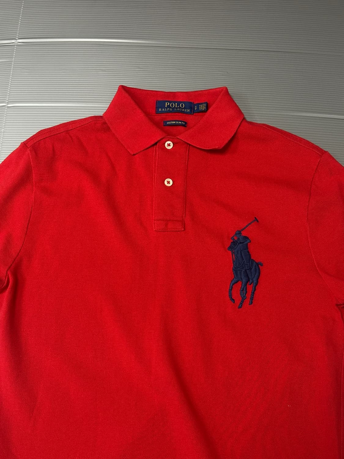 폴로 랄프로렌 빅포니 슬림 핏 반팔 카라티 레드 S 상품이미지2