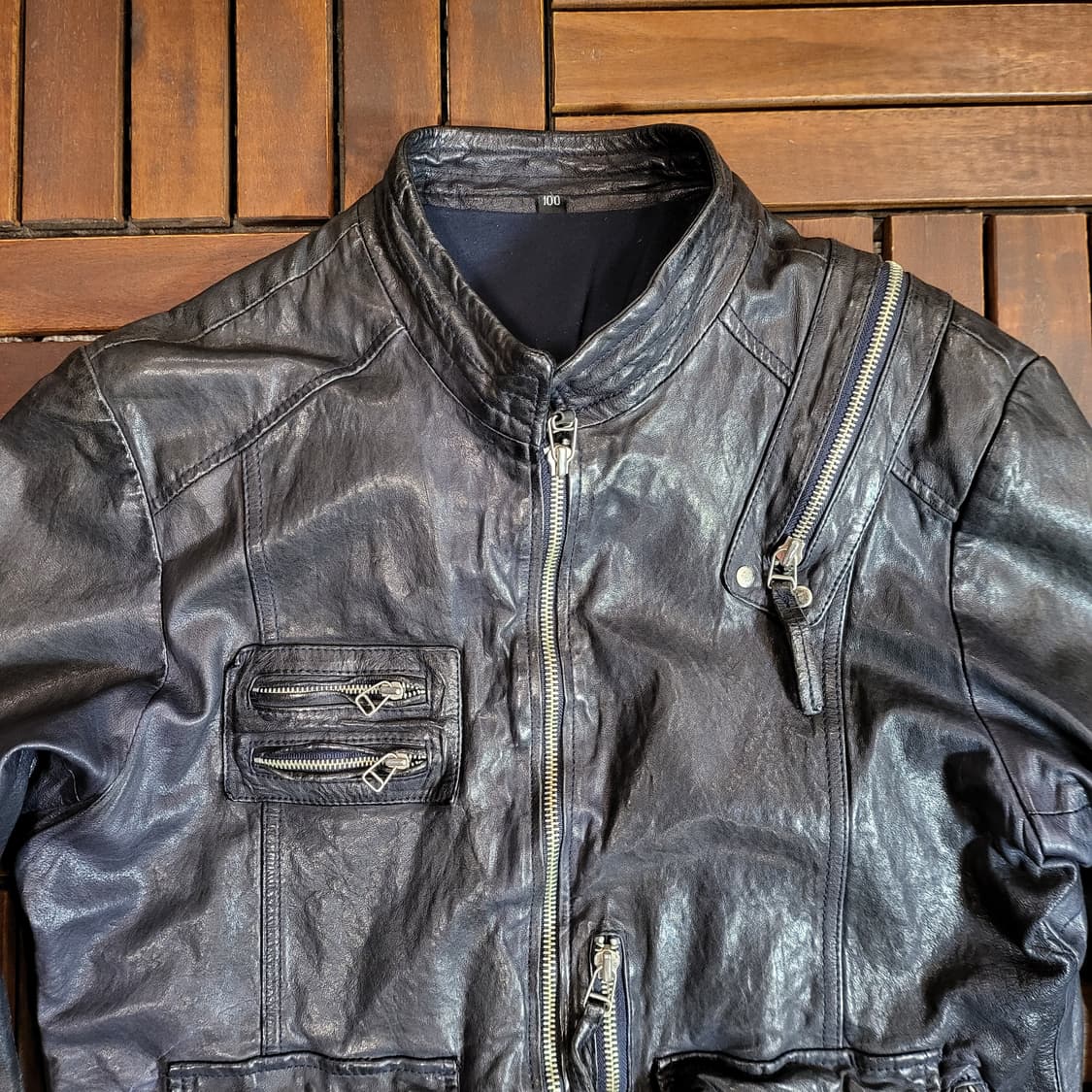 레더 바이커 자켓 (100) *전면부 지퍼 체결 잘 안됨* 상품이미지5