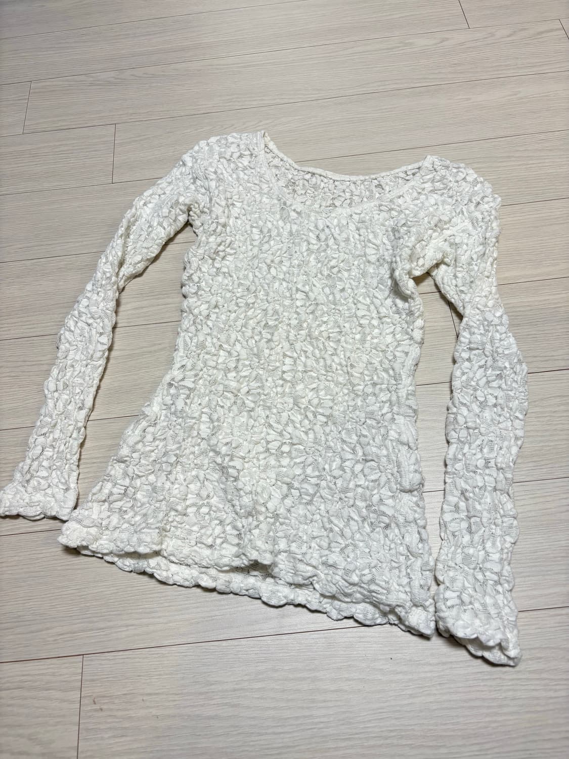 빈티지 시스루 레이스 탑 화이트 55-66사이즈 상품이미지1