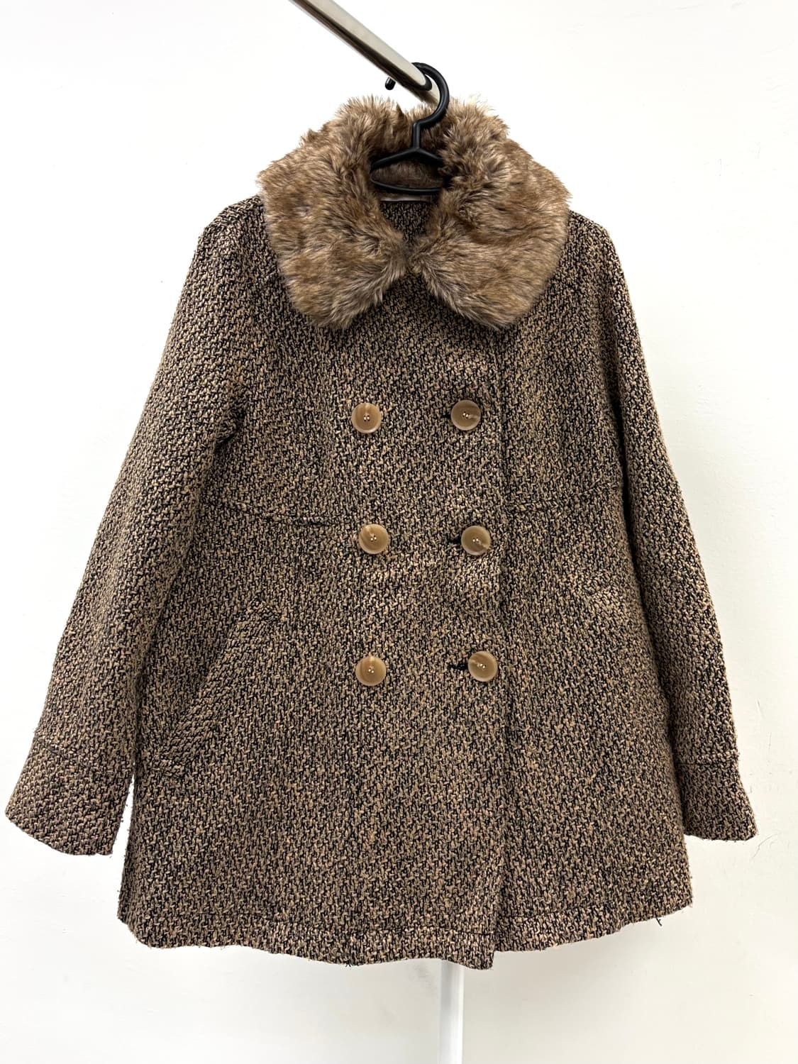 빈티지 브라운 하프 코트 상품이미지4