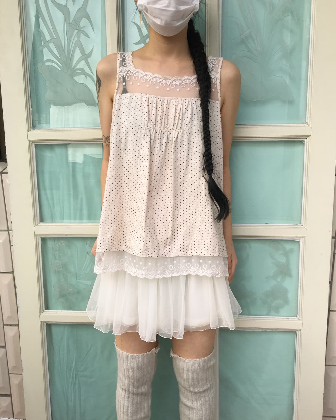 Lace point dot pattern sleeveless 상품이미지1