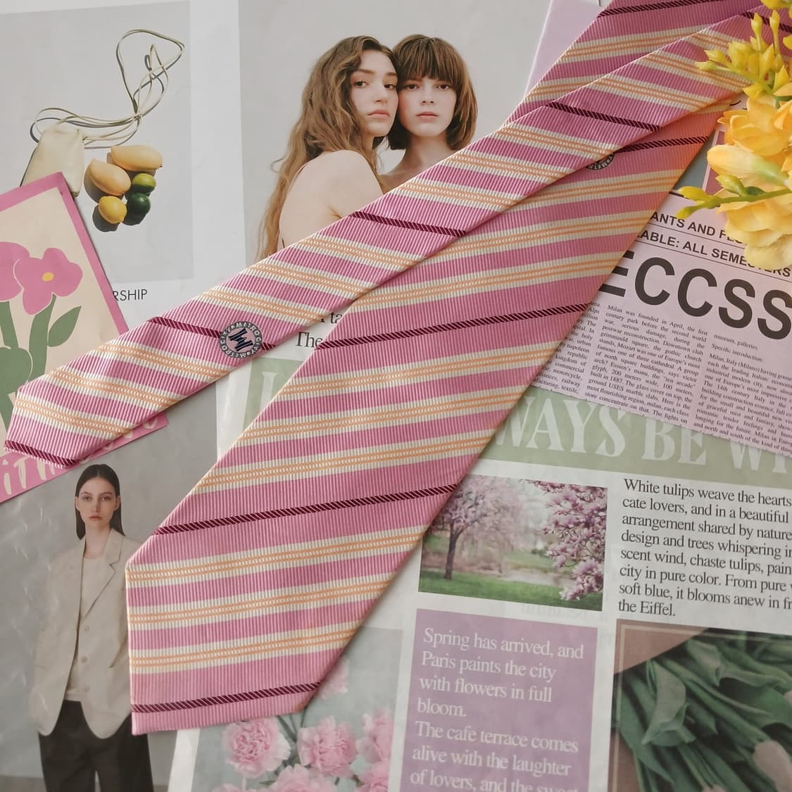 메트로시티 실크 핑크 스트라이프 넥타이 9.6cm A등급 A19297
 상품이미지2