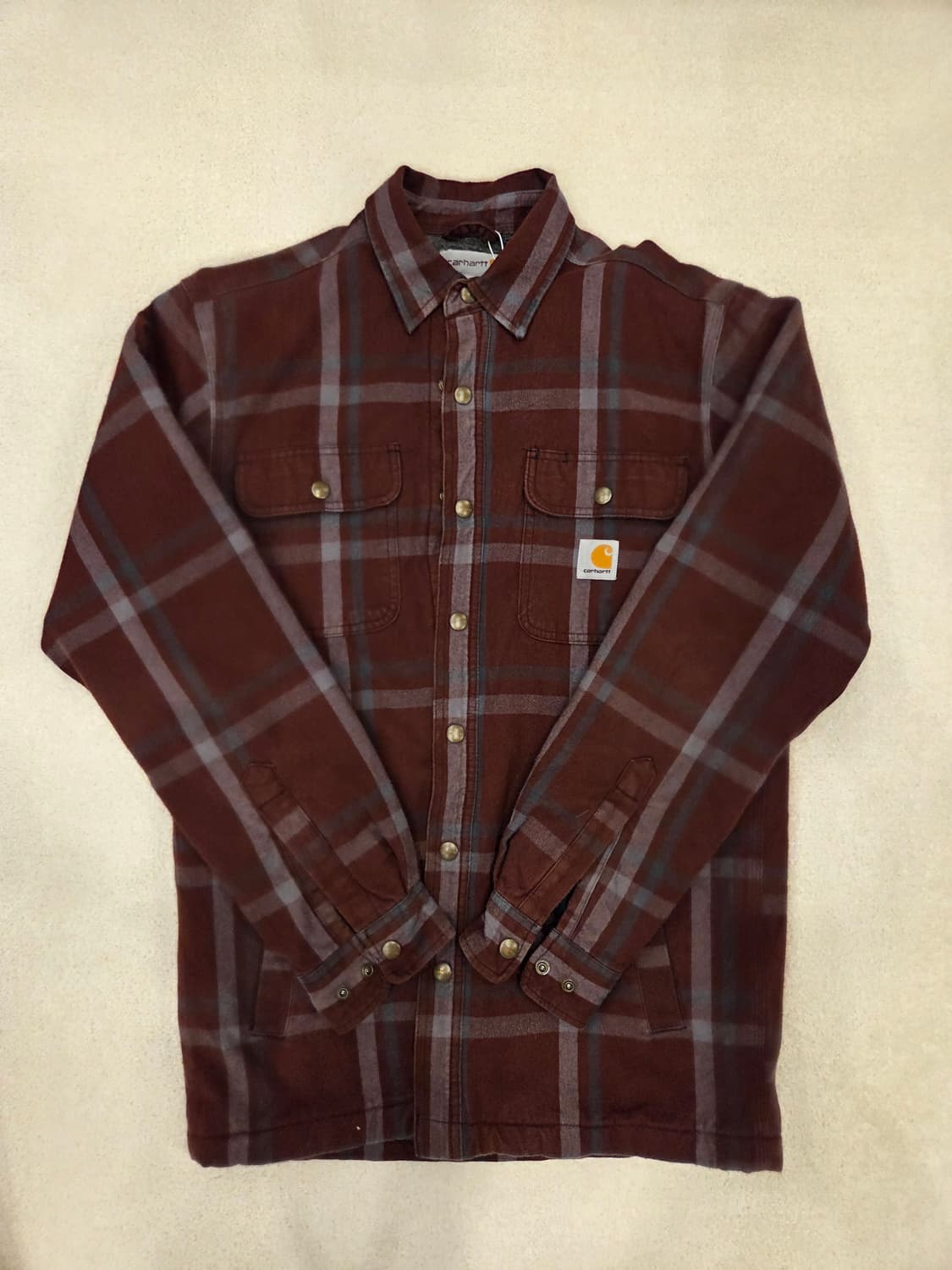 칼하트 셰르파 라인드 플란넬 셔츠 자켓 -마호가니 체크 상품이미지1