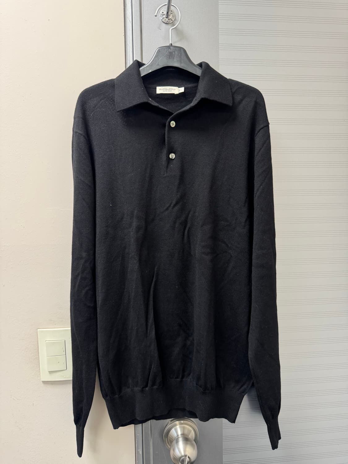 수트 서플라이 메리노 울 폴로 슬리브 니트 L 블랙 상품이미지1