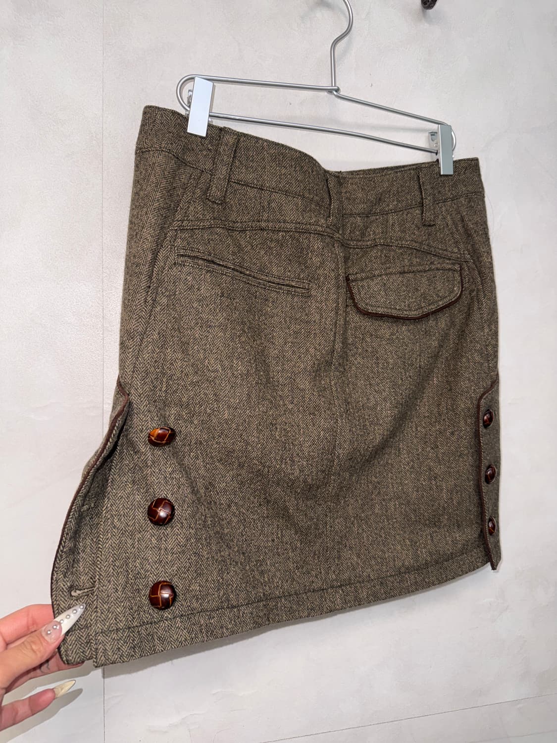 SYSTEM brown button detail wool skirt 상품이미지1