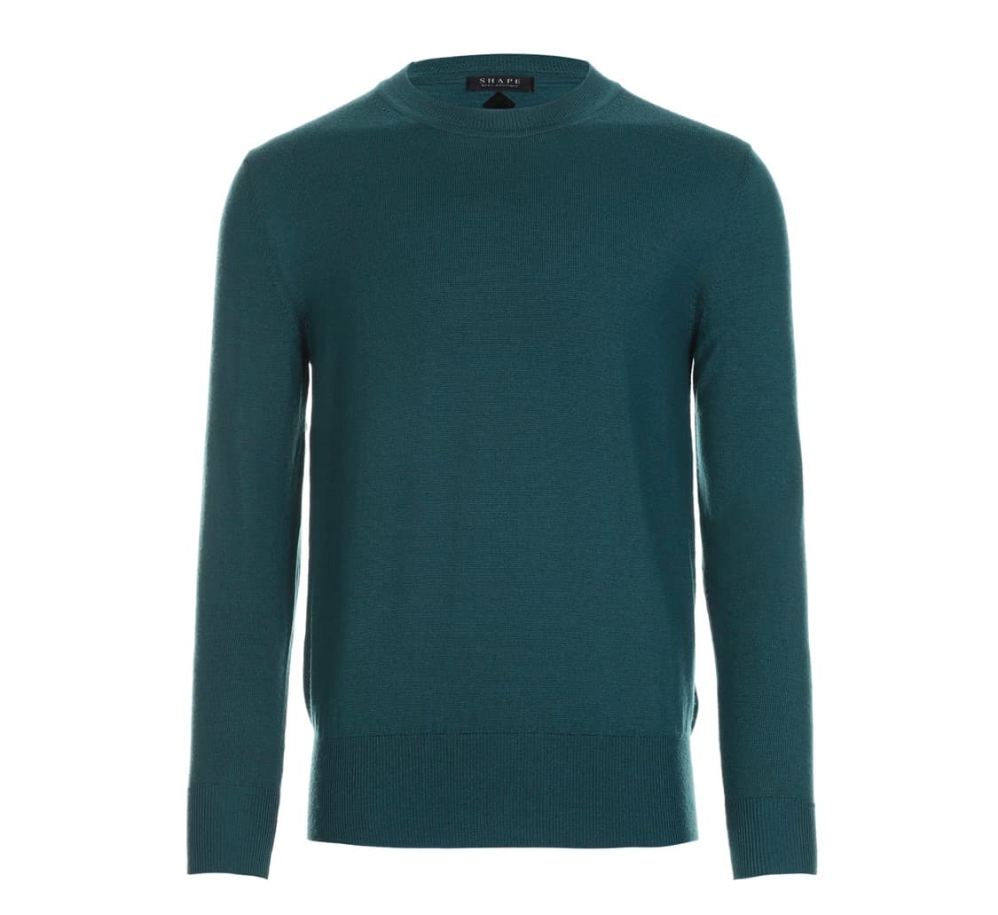 쉐입부티크 Premium WOOL Crew neck knit 블루그린 새 상품이미지1