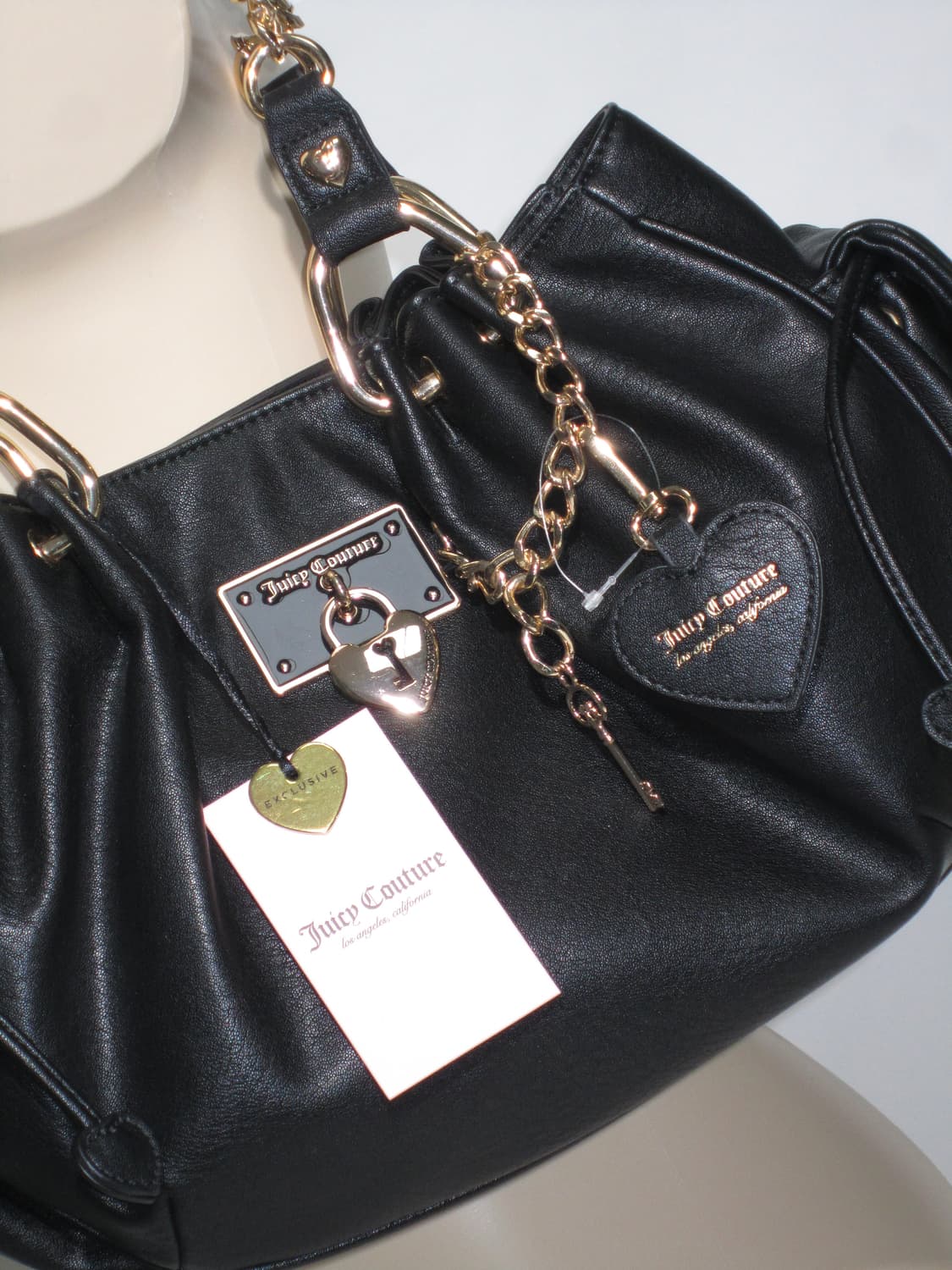 쥬시 꾸뛰르 하트 키링 챰 레더 숄더백 블랙 🖤 갸루 락시크 상품이미지2