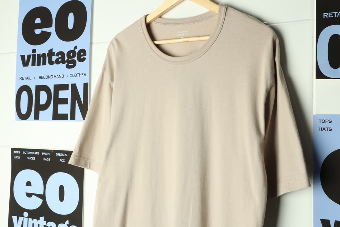 (XL-2XL) 무신사스탠다드 반팔 티셔츠 베이지 무지 박시-H31869 상품이미지5