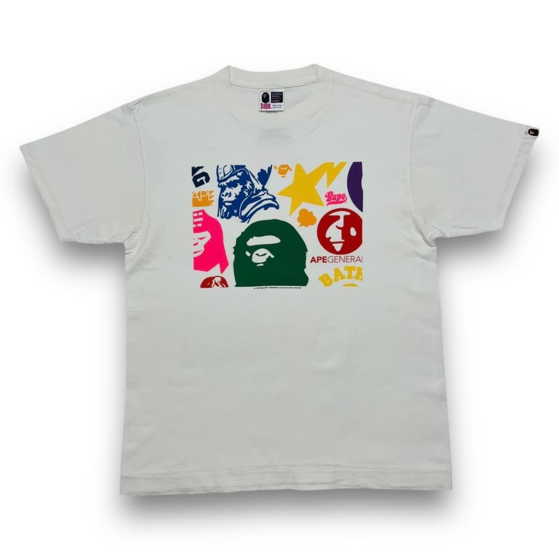 베이프 06s 아트 컬러 사루 화이트 빈티지 반팔 티셔츠 상품이미지1