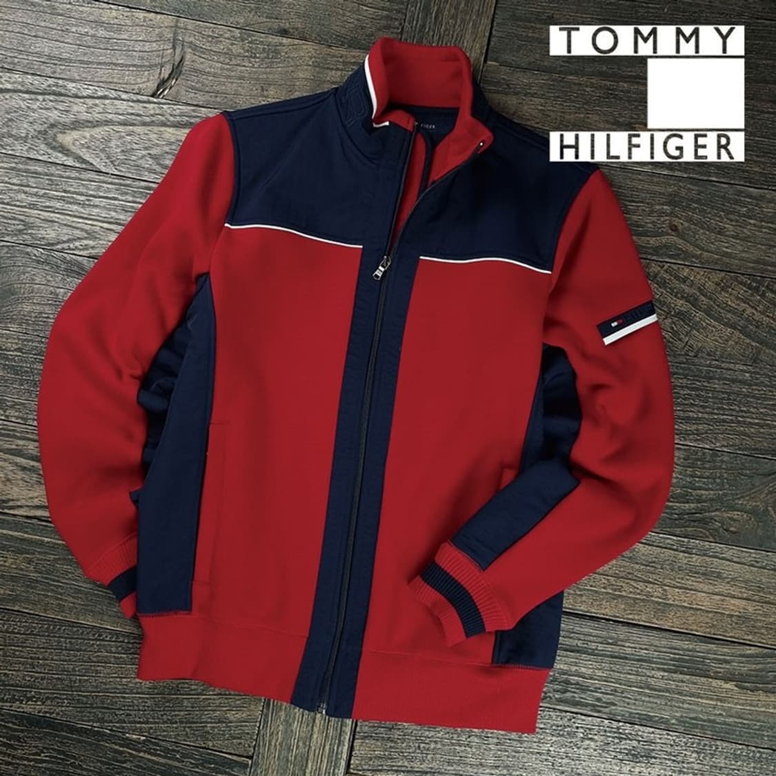 [타미힐피거] 나일론 스웻 지업 자켓 레드 M19188 상품이미지1