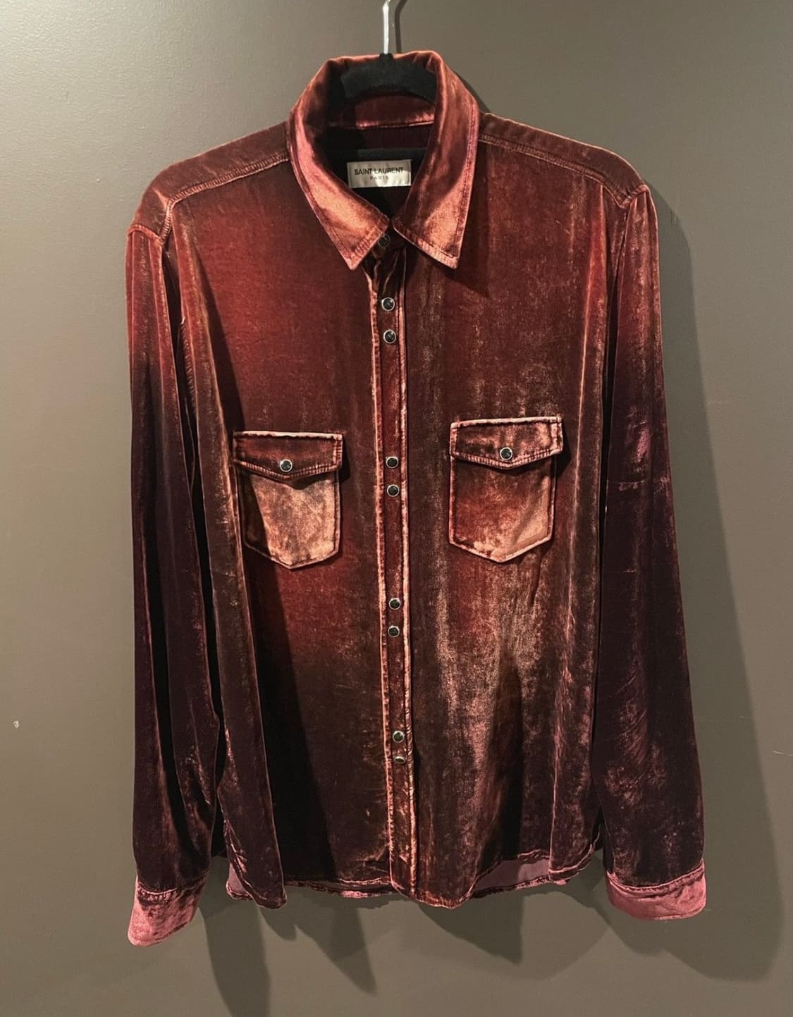 [강동원님 착용] 생로랑 20AW 벨벳 셔츠 상품이미지3