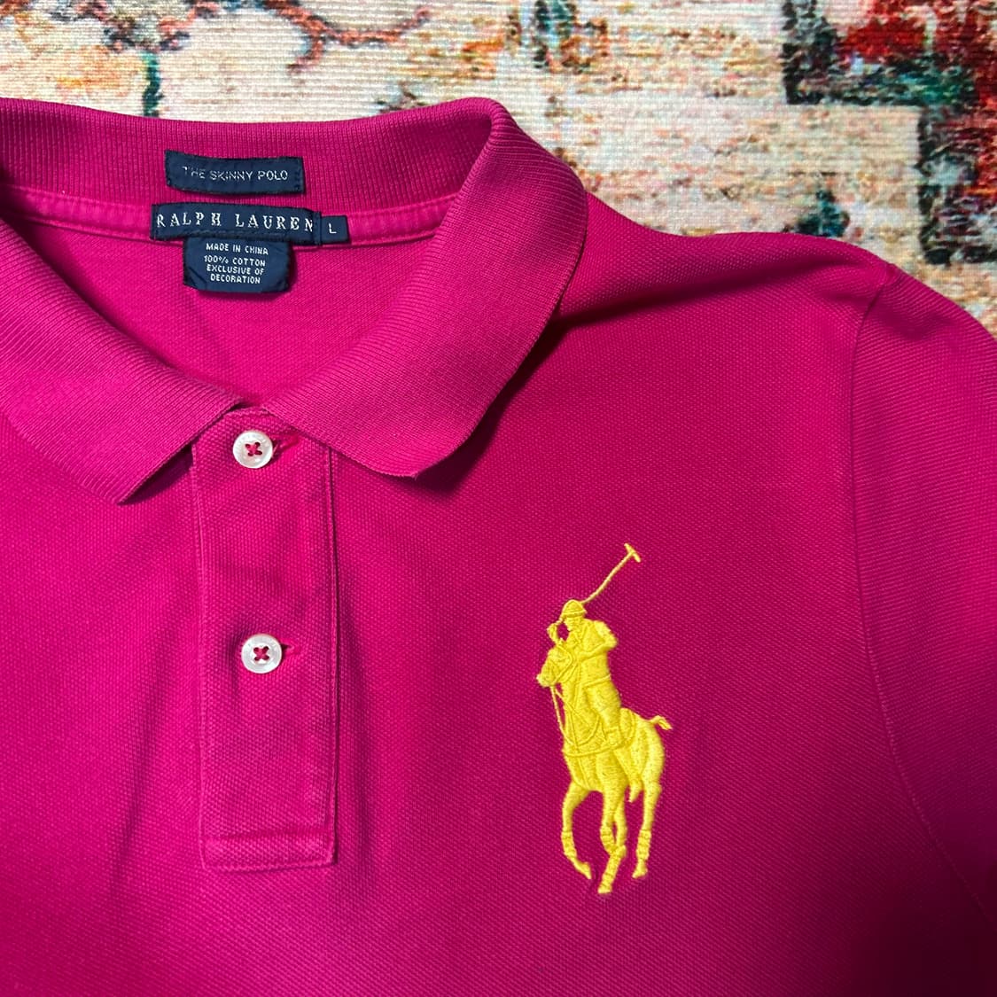 [L]폴로 랄프로렌 스키니핏 그라데이션 빅포니 카라 반팔티 상품이미지3