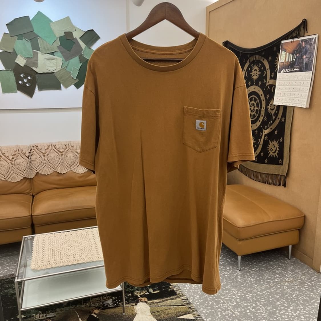 칼하트 빈티지 캐주얼 오트밀브라운 워크 반팔티 105 C11899 상품이미지3