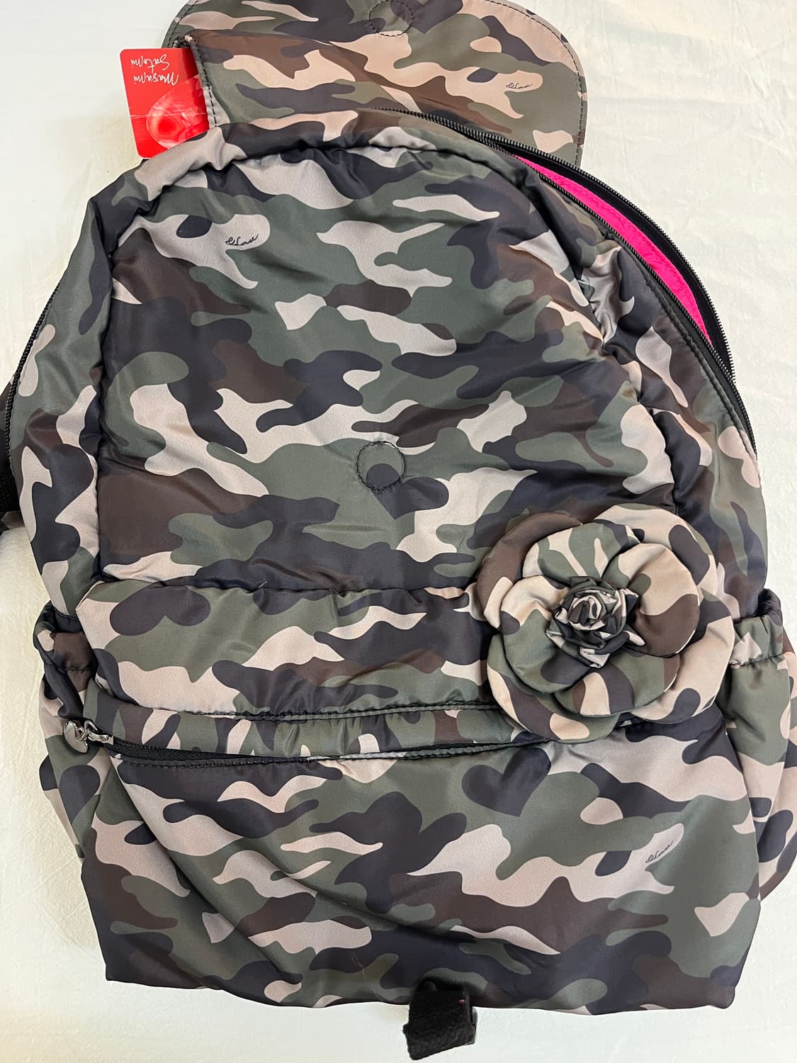 밀리터리 패턴 플라워 포인트 패딩 백팩🎒 상품이미지3