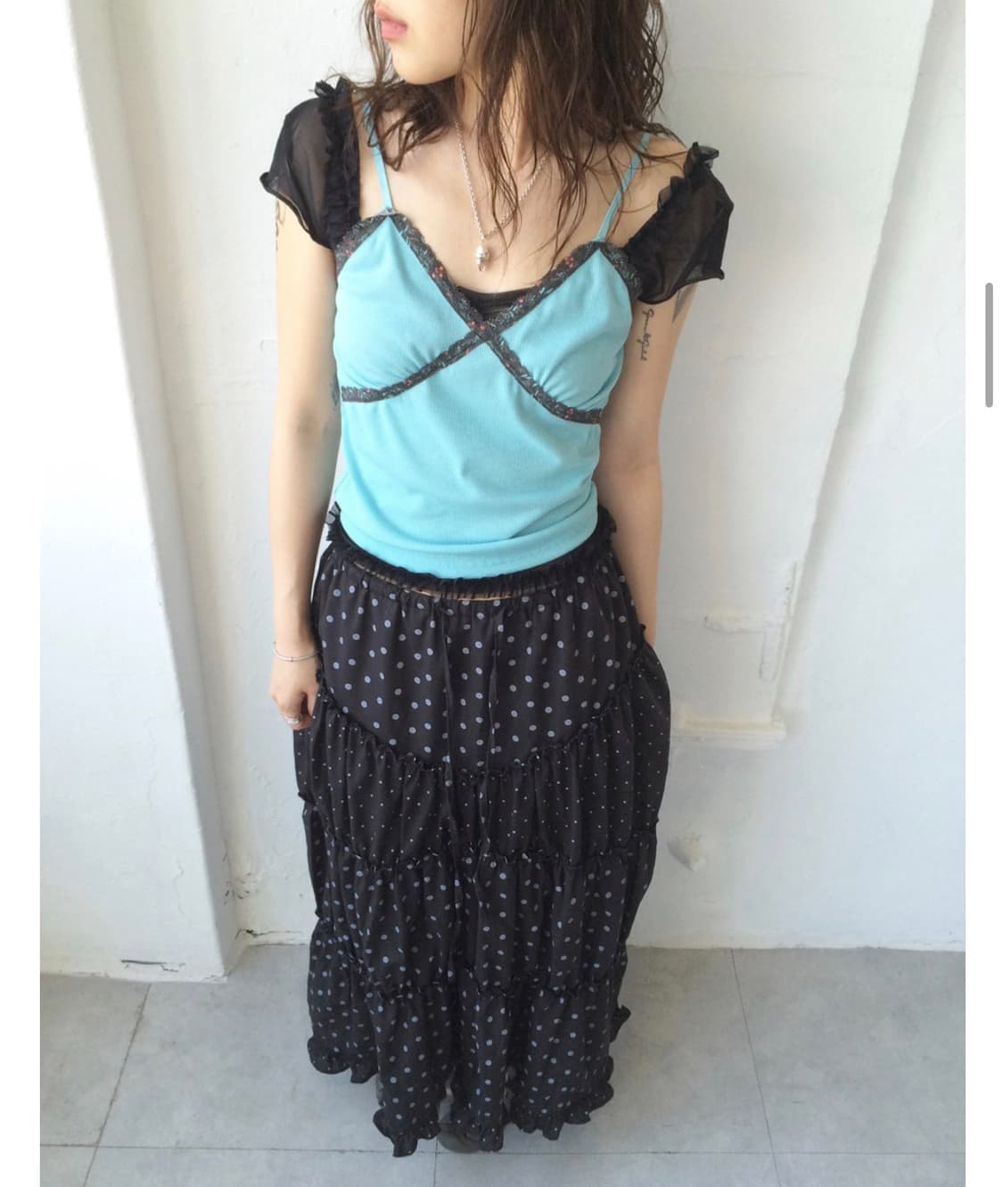 치리리 도트 롱 스커트 상품이미지1