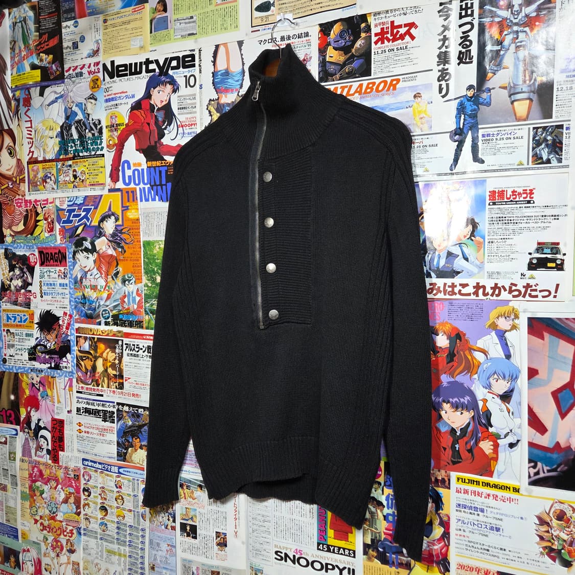 블랙 반집업 하이넥 펑크 락시크 골지 니트 상품이미지2